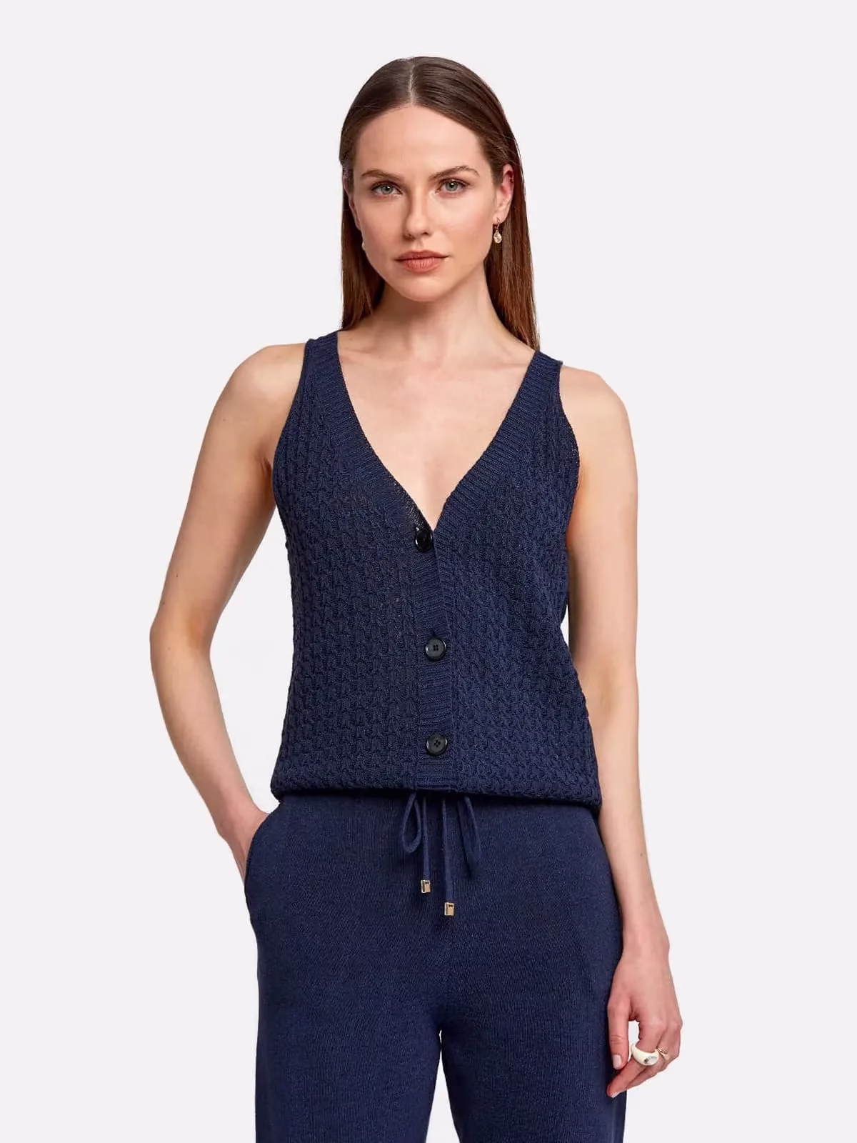 Braid Detailed Sleeveless Flow Top